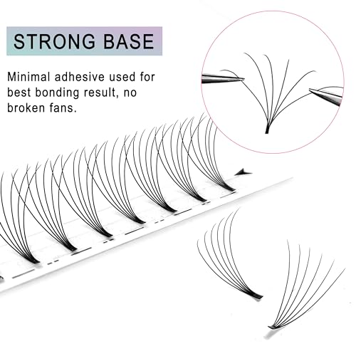 CoMango Premade Lash Extensions - 320 Fans, Short Stem, Volume Lash Fans (320Fans-6D-0.07-D-11mm)