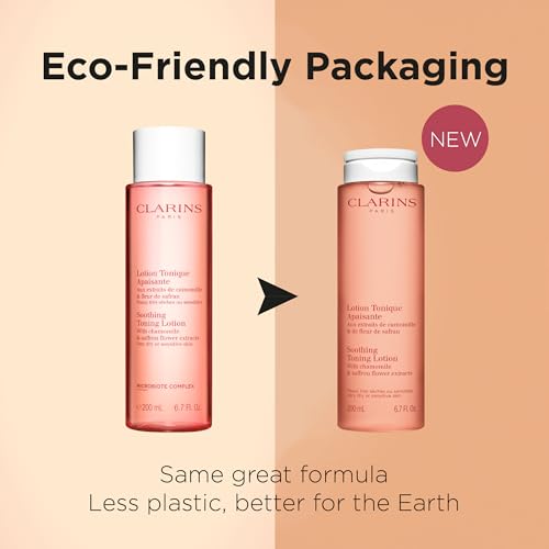 Clarins Soothing Toning Lotion | Soft, Soothed and Comforted Skin After 14 Days* | Cleanses, Tones, Hydrates, Soothes and Balances Skin's Microbiota | Alcohol-Free | Camomile Extract
