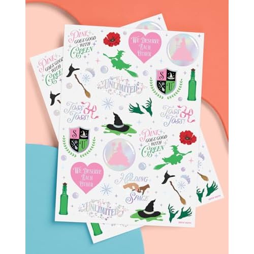 xo, Fetti Pink + Green Witch Temporary Tattoos - 50 iridescent Foil Pcs | Popular Birthday Accessory, Kids Wizard Party Favor, Cute DIY Activity, Unlimited Decor
