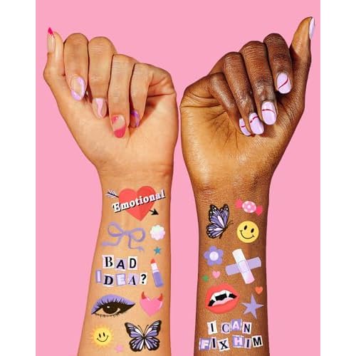 xo, Fetti Purple Butterfly Party Temporary Tattoos - 64 Styles | Bachelorette Tattoo Favors, Birthday Girl Accessory, Concert Party Decorations, Rave Supplies, Festival