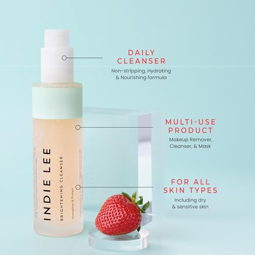 Indie Lee Brightening Facial Cleanser - Daily Hydrating Cleanser, Makeup Remover & Exfoliating Face Mask to Brighten, Firm & Protect Dry Skin - Clean, Gentle Face Wash (4.2oz)
