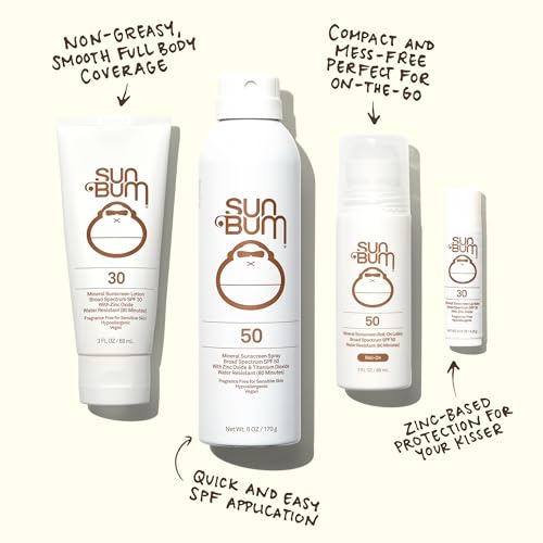 Sun Bum Mineral SPF 50 Roll-On Sunscreen Body Lotion - Broad Spectrum Moisturizing Sunscreen with Vitamin E - Hawaii 104 Act Compliant (Made without Octinoxate & Oxybenzone) - Travel Size 3 oz