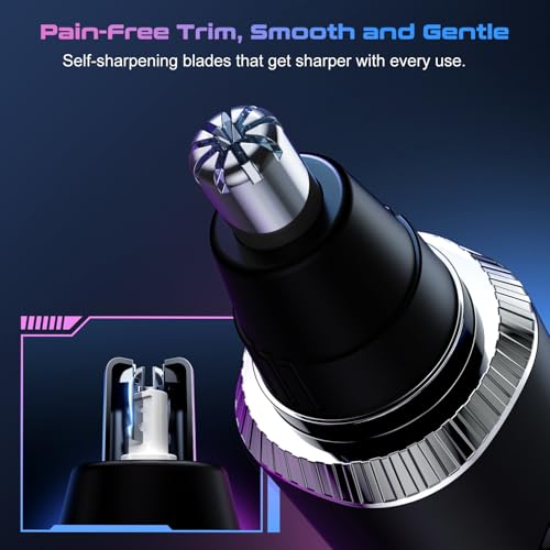 Nose Hair Trimmer for Men & Women ? USB Rechargeable Clipper with LED Display, Dual-Edge Blades, 7600RPM Motor, IPX6 Waterproof, Painless Ear & Eyebrow Trimmer