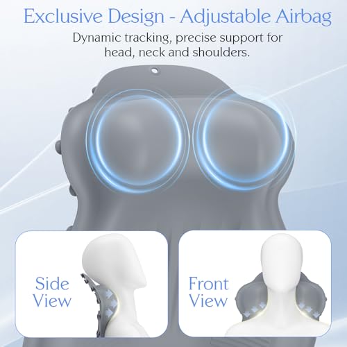 Silicone Bath Pillow, New Material Bath Pillows for Tub Head Neck and Back Support, Bath Tub Pillow with 4D Press Inflatable Airbag and Non-Slip Strong Suction Cups, Quick-Drying, Easy to Store, Gray