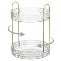 360¡Æ Rotating Cosmetic Display Case, 2-Tier Large Capacity Makeup Organizer for Bathroom Counter or Vanity, Clear White Acrylic Storage Rack for Skincare, Perfume and Beauty Essentials