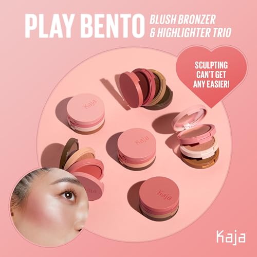 Kaja 3-in-1 Blendable Sculpting Trio - Play Bento | with Mango Seed Butter, Cream Bronzer, Powder Blush, and Highlighter, 02 Cloud Latte