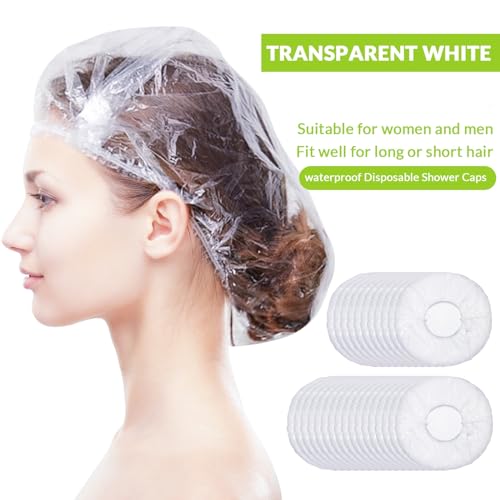 Retisee 2000 Pcs Disposable Shower Caps Bulk 18.2 Plastic Clear Hair Caps Elastic Large Thick Waterproof Bath Covers for Women Hair Care Cleaning Supplies Spa Hotel Salon Home Travel Accessories