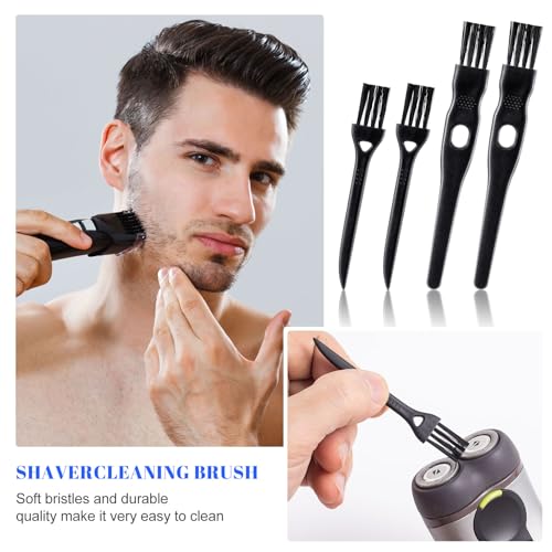PAGOW 24 Pcs Electric Razor Cleaning Brush, Shaver Razor Clipper Cleaner Brush, Electric Shaver Hair Remover Cleaning Brushes, Nylon Bristles PP Handle, 2 Sizes (Black)