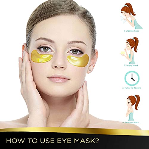 AICHUN BEAUTY 10/20/30/40/100 Pairs Crystal 24K Gold Powder Gel Collagen Eye Mask Sheet Patch, Anti Ageing, Remove Bags, Dark Circles & Puffiness, Skincare, Anti Wrinkle, Moisturising (20)