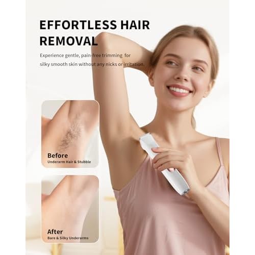 Ufree Bikini Trimmer Electric Razors for Women Dual Head, Pubic Body Hair Trimmer Electric Shaver for Face, Legs, Arm, Rechargeable Lady Shaver Waterproof, Summer Grooming Kit, Gifts for Her