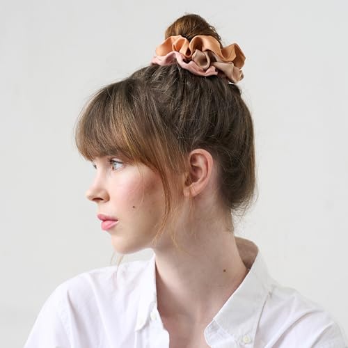 L. Erickson Large Satin Scrunchies, 3 Pack Daylight Warm Neutrals