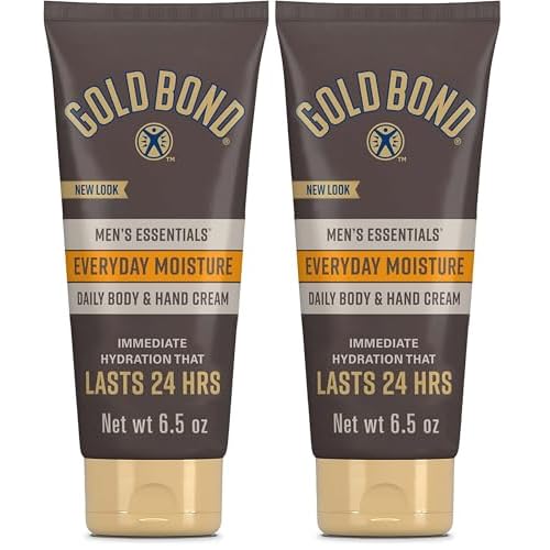 Gold Bond Men's Essentials Everyday Moisture Daily Body & Hand Cream, 6.5 oz., With Vitamin C (Pack of 2)