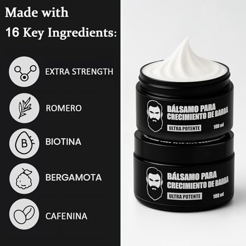Estimulante Para Barba ? B?lsamo de Crecimiento Ultra Potente, Beard Stimulating Balm, Moisturizes & Strengthens Beard, 100 ml / 3.5 oz