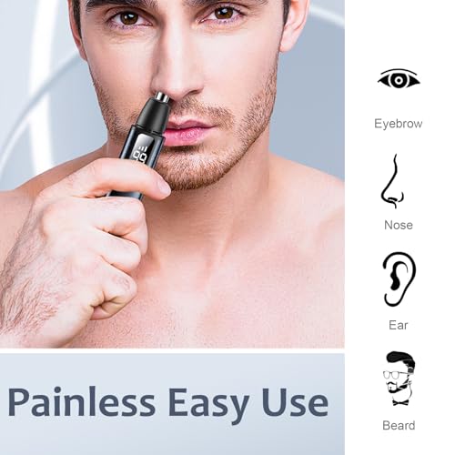 Nose Ear Hair Trimmer for Men ? Eyebrow Hair Razor 2-in-1 Rechargeable Dual-Edge Face Shaver for Face Nose Peach Fuzz for Women
