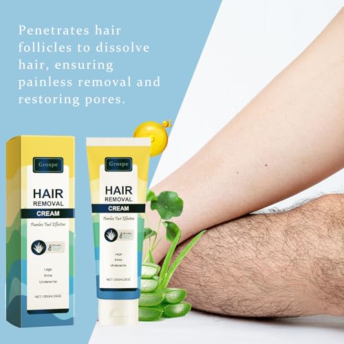 Painless Hair Removal Cream, Private Pubic Hair Remover for Women and Men Depilatory Creams for Body Legs Arms Underarms, Painless Bikini Hair Remover Cream Sensitive Skin Friendly 4.23 Fl Oz