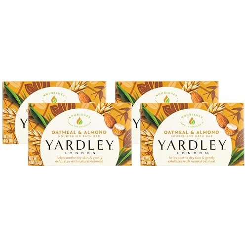 Yardley Oatmeal and Almond Bar Soap, Oatmeal & Almond, 4 Ounce (Pack of 4)