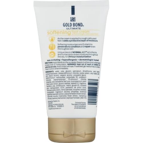 Gold Bond Softening Foot Cream, 4 oz., Foot Lotion with Shea Butter to Soften Rough & Dry Feet