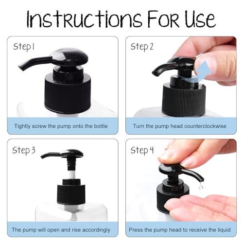 35 Pcs 16 oz Empty Plastic Pump Bottles Black Pumps with 3 Labels Refillable Lotion Shampoo Containers Clear Square Lotion Dispenser for Liquid Soap, Massage Oil, and Face Cream