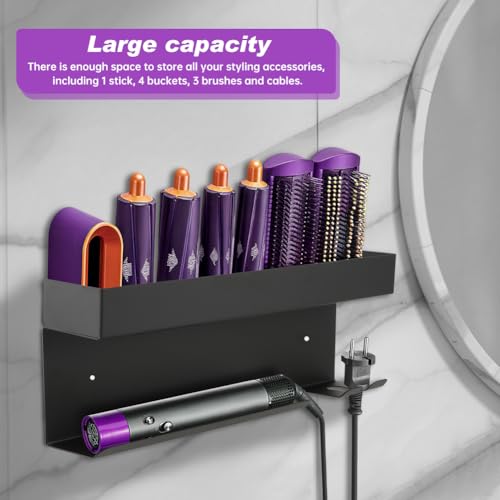 Wall Mount Curling Iron & Flat Iron Holder, Stainless Steel Organizer ? Bathroom & Vanity Hair Tool Storage for Home Daily Styling