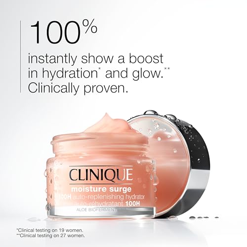 Clinique Moisture Surge 100H Auto-Replenishing Hydrator Oil Free Face Moisturizer | With Hyaluronic Acid, Aloe Bioferment and Vitamins C + E | For All Skin Types | Hydrating + Moisturizing
