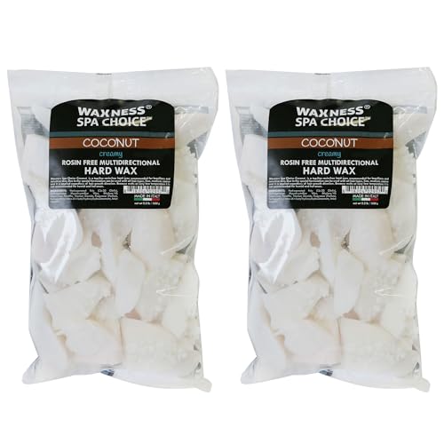 Waxness Spa Choice Rosin Free Multidirectional Hard Wax Coconut 2.2 lb / 1 kg Pack of 2 (4.4 lb)