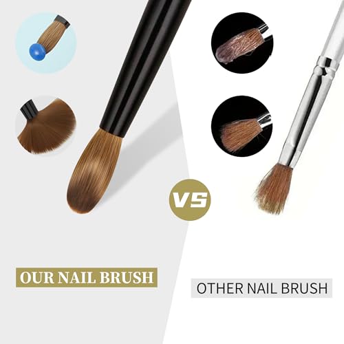 100% Pure Kolinsky Hair Acrylic Nail Brush Ebony Wood Handle Professional Manicure Brushes for Powder Nail Acrylic Application - Salon & DIY Nail Art Essentials - Size 12, 1.0 Count
