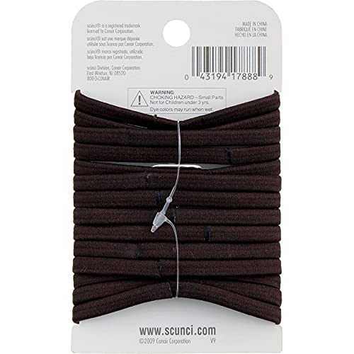 Scunci Brown Gel Elastics, No Slip Grip, Strong Hold-Ponytailers (3-Pack of 14ct)