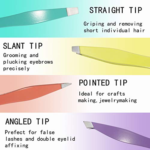 Best Mini Eyebrow Tweezers Set - Professional Stainless Steel Tweezers for Travel, Best Precision Tweezers for Eyebrows - Great Precision for Facial Hair Removal, Portable for Outdooring (White)