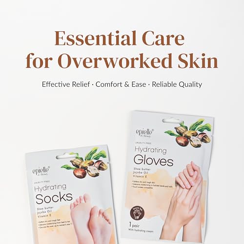 Epielle Hydrating Hand & Foot Masks, Relieve and Soften for Dry, Overworked Skin, Self Care Gifts for Women, Spa Kit, 6 Moisturizing Gloves & 6 Moisturizing Socks (Hydrating Foot & Hand Mask 12-Pack)