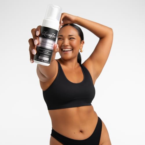 Loving Tan Platinum Self Tanning Mousse, Dark -Streak Free, Natural Looking, Professional Quality Self Tanner -5+ Self Tan Applications per Bottle, Naturally Derived DHA- 3.3 Fl Oz -Packaging May Vary