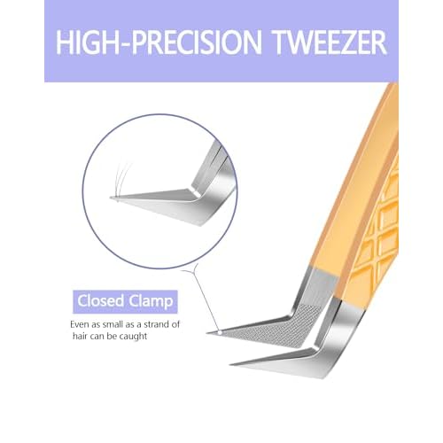 MORGLES Lash Tweezers for Eyelash Extensions, 3 Pcs Eyelash Extension Tweezers for Professionals & Beginners Fanning Volume Lashes