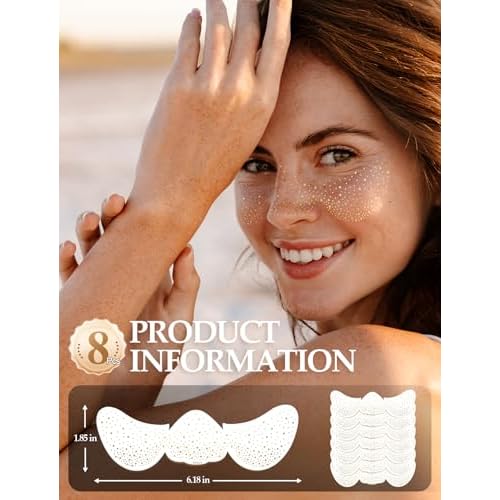 8 PCS Glitter Freckles Face Tattoo Gold Sparkle Faux Freckle Tattoo Temporary Makeup Patches Cosmetic Accessories for Women