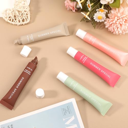 4PCS Summer Butter Lip Balm, Hydrating & Moisturizing & Non-Greasy Long-lasting Nourishing Glossy Sheer Tinted Lip Balm with Natural Oils & Fruit Extracts, Softens & Soothes Dry Lips (01#+02#+03#+04#)