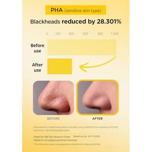 Hanskin PHA/BHA/AHA Trial Size Pore Cleansing Oil, Gentle Blackhead Cleanser and Makeup Remover for Combination and Oily Skin Travel Size Mini Makeup Remover Set [1 oz/Pack of 3]