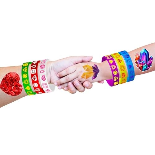 168 Pcs Gem Theme Tattoos Temporary Stickers Geology Crystal Diamond Birthday Party Favors Supplies Decorations Tattoo