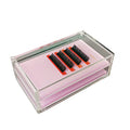2 Layers Acrylic Eyelash Pallet Organizer Box, Grafting Eyelash Clear Makeup Display Container for False lashes Transparent Storage Case (Pink)