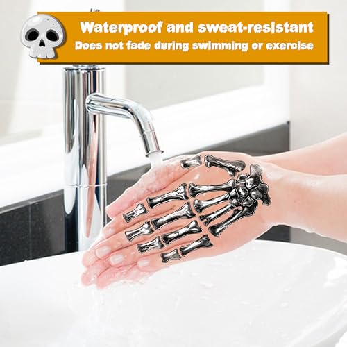 4 Sheets Halloween Tattoos, Horror Halloween Face Temporary Tattoos, Waterproof Fake Skeleton Zombie Face Tattoos Stickers Make Up Accessories for Carnival Makeup Halloween Masquerade