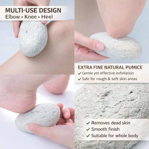 Pumice Stone, Natural [Made in Japan] Ergonomic Shape, Extra Fine Texture, Hard & Cracked Skin Callus Remover for Men, Women, Kids and Gifts.(2pcs Set(Coarse/Fine Smooth))
