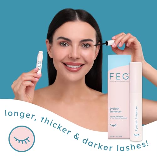 FEG Eyelash Enhancer Rapid Eyelash Growth Serum with Natural Ingredients | Lash Serum for Growing Naturally Thick, Full, and Long Eyelashes | Stimulates Natural Eyelash Growth | 3-Pack of 3ml Tubes