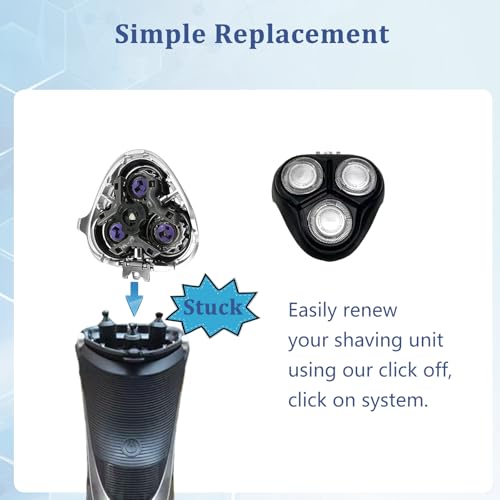 Replacement Heads for Phlips PT724 & More ? HQ8 Blades Compatible with PT720/721/722/723/725/726/728/729/730, AT830, AT811, Norelco Aquatec Shavers (1 Head-Black)