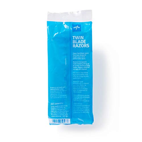 Medline Disposable Facial Razors with Twin Blades, Blue, Case of 500