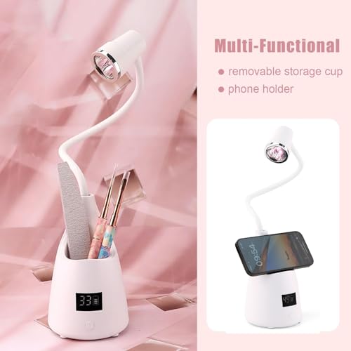 Touch Switch Gel X Lamp, Flash Cure Nail Lamp, Rechargeable Cordless UV LED Light with Timer, Gooseneck Gel Nail Dryer, Fast Curing Lamps for Professional and Home Use