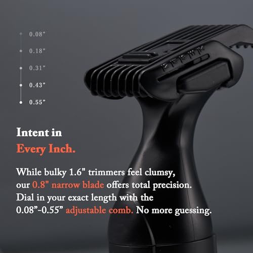 URBANER Mustache Trimmer with Extra Nose&Ear Trimmer Head? 0.8" Wide Blade, IPX8 Waterproof & Adjustable, 0.08¡±-0.55¡± Precision Settings, Japanese Motor, Beard Trimmer for Men