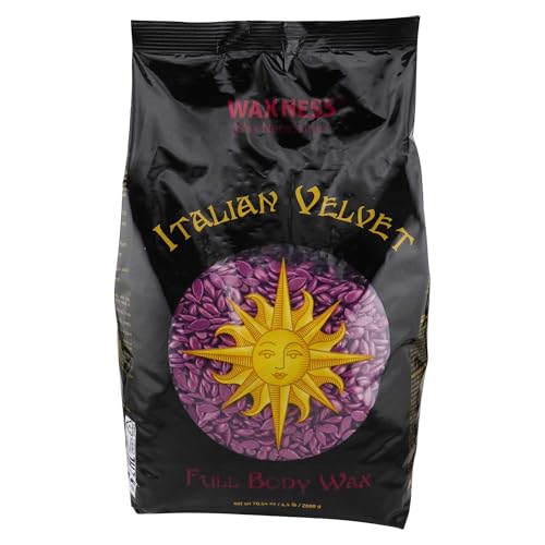 Waxness Italian Velvet Hard Wax Beads 4.4 lb (2 kg) ? Premium Synthetic Rosin-Free Stripless Wax with Multidirectional Formula for Full Body and Large Areas, Professional Use ? Made in Italy
