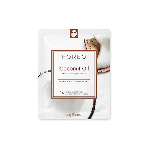 FOREO Coconut Oil Nourishing Sheet Mask for Dehydrated Skin, 3 pack, Deeply Moisturizing Clean Formula, Cruelty-free, Compatible with UFO devices