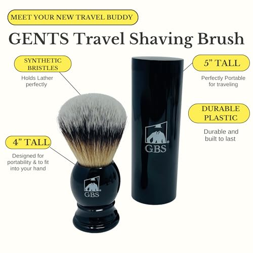 G.B.S Synthetic Shaving Brush with Travel Tube - Professional Wet Shaving Kit, Vegan Bristles, Men¡¯s Grooming Essentials