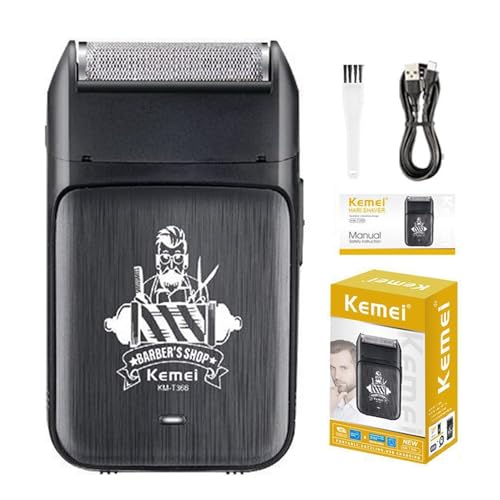 KEMEI KM-T366 Electric Foil Shaver for Men, Cordless Beard Trimmer with Pop-up Trimmer, Rechargeable Mens Razors for Shaving & Bald Head