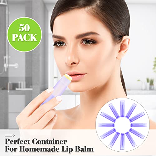 50 Pcs 5.5g Twist-up Lip Balm Tubes,Empty Plastic Lip Gloss Balm Containers Rotatable Deodorant Containers for DIY Homemade Lipsticks, Chapsticks and Homemade Solid Perfume,Purple