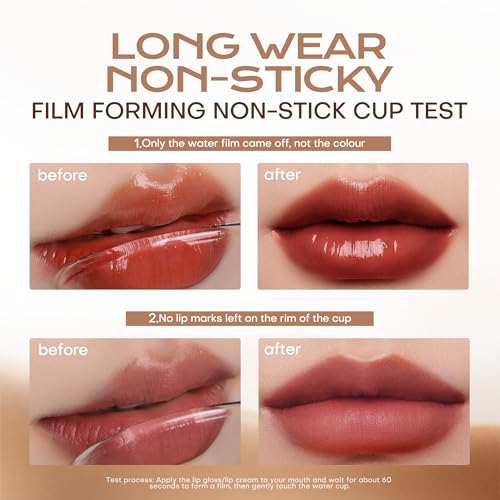 Mistine Lip Gloss Thai latte Long Lasting Lip Glaze Non-sticky Lip Tint Gloss with 1% Peptide Glossy Finish L08 Coconut Island Sunset 0.1 fl oz 1 Count