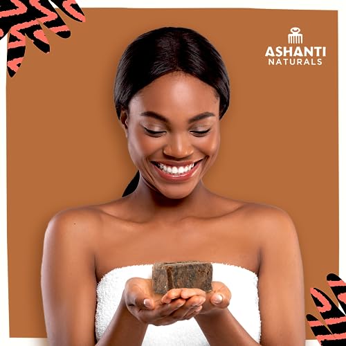 Ashanti Naturals Authentic African Black Soap Bar | Cleansing and Nourishing Black African Soap Bar| Acne Bar Soap with Shea Butter and Coconut Oil (8oz)